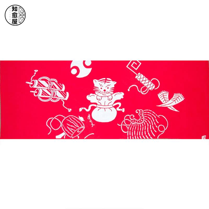 The twelve zodiac signs and tigers Japanese sword dyeing dyeing headscarfs and wind fabric hanging paintings Zhiyu House