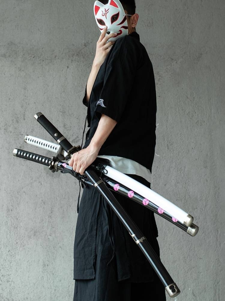 Yongen COS White Double Knife Samurai Blade Tang Hengdao Montermal Wood Skin Tibetan House House and Draw Sword House practice