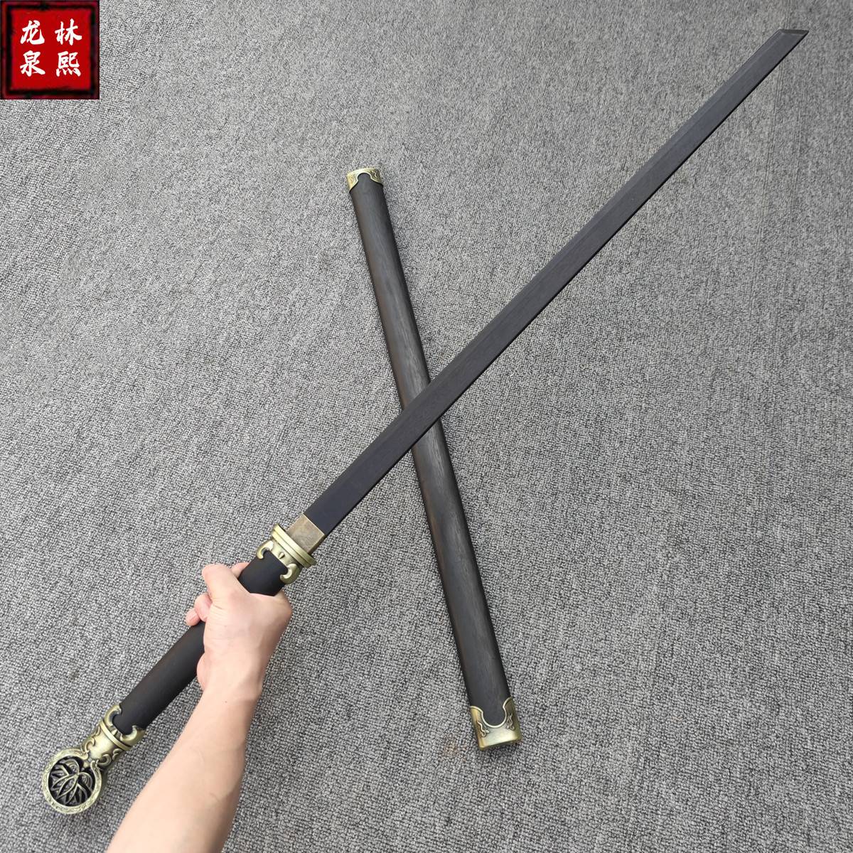 Ancient Wind Wooden Tang Hengdao Embroidered Spring Knife Training Pulling Sword Keeping Bamboo Sword Wood Kids Sheath Children's Toys and Wood Sword