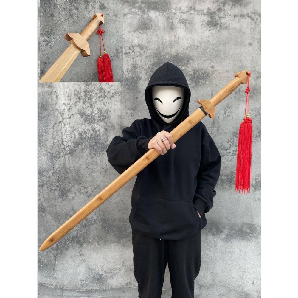 Tang OIA Hengdao Bamboo and wood props and bamboo knife really with samurai blades in Heidao sword sword children to play performance knife