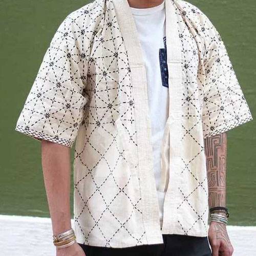 Tianzhizhumoudao clothes shirt and hands stabbing pure cotton Japan imported 634 six three four coats summer thin white and blue 2 color