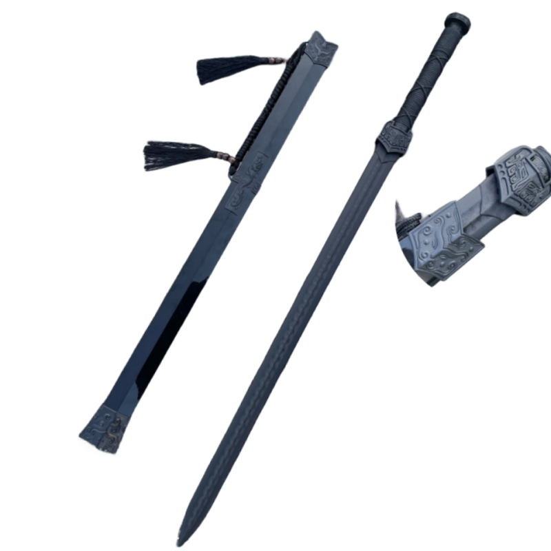 Ancient style props, eight -faced Han sword all -in -one plastic martial arts martial arts practicing embroidery spring knife children's toys, bamboo and wooden cubic road sword