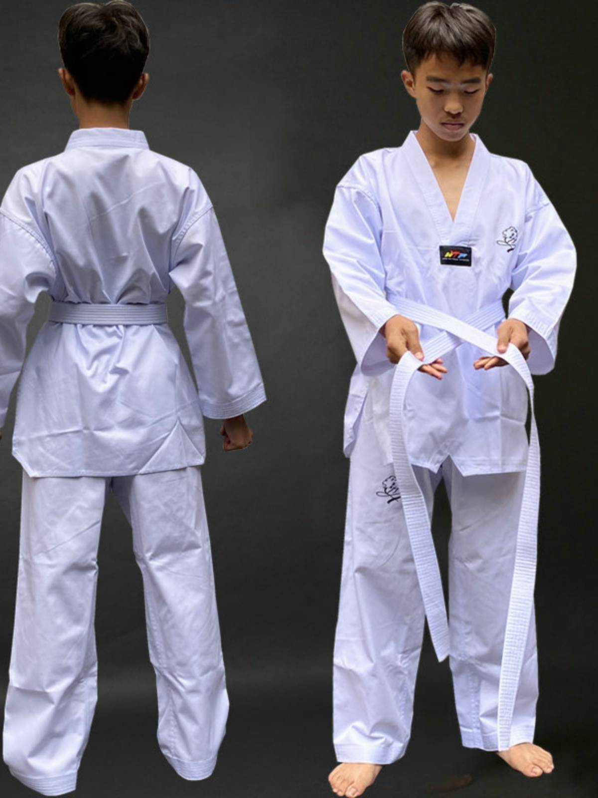 Guangzhou Xiangpai Pure Cotton Full White Taekwondo Museum Training Clothing Performance Service Young Children Adult Service