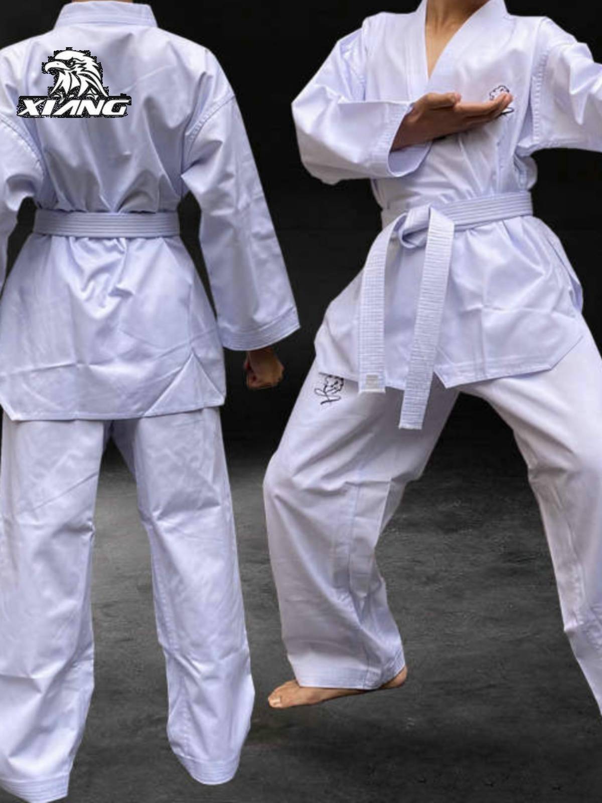 Guangzhou Xiangpai Pure Cotton Full White Taekwondo Museum Training Clothing Performance Service Young Children Adult Service