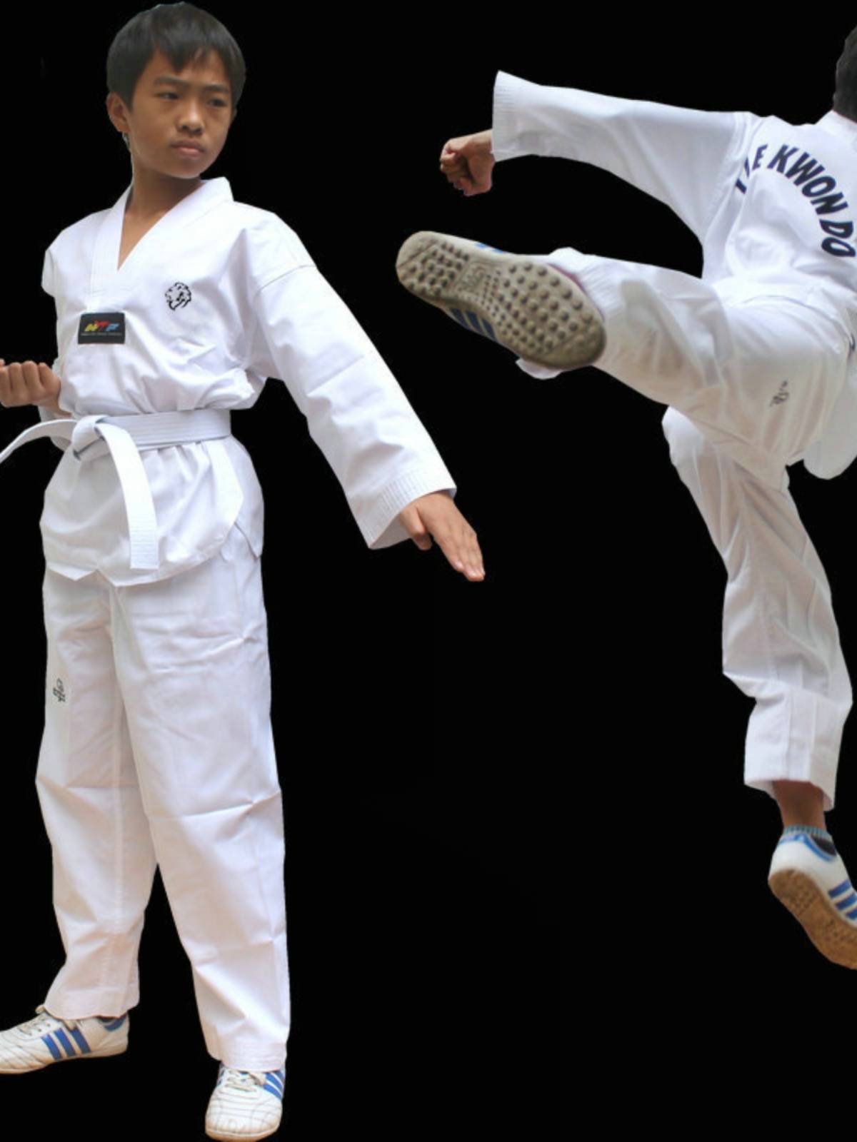 Guangzhou Xiangpai Pure Cotton Full White Taekwondo Museum Training Clothing Performance Service Young Children Adult Service