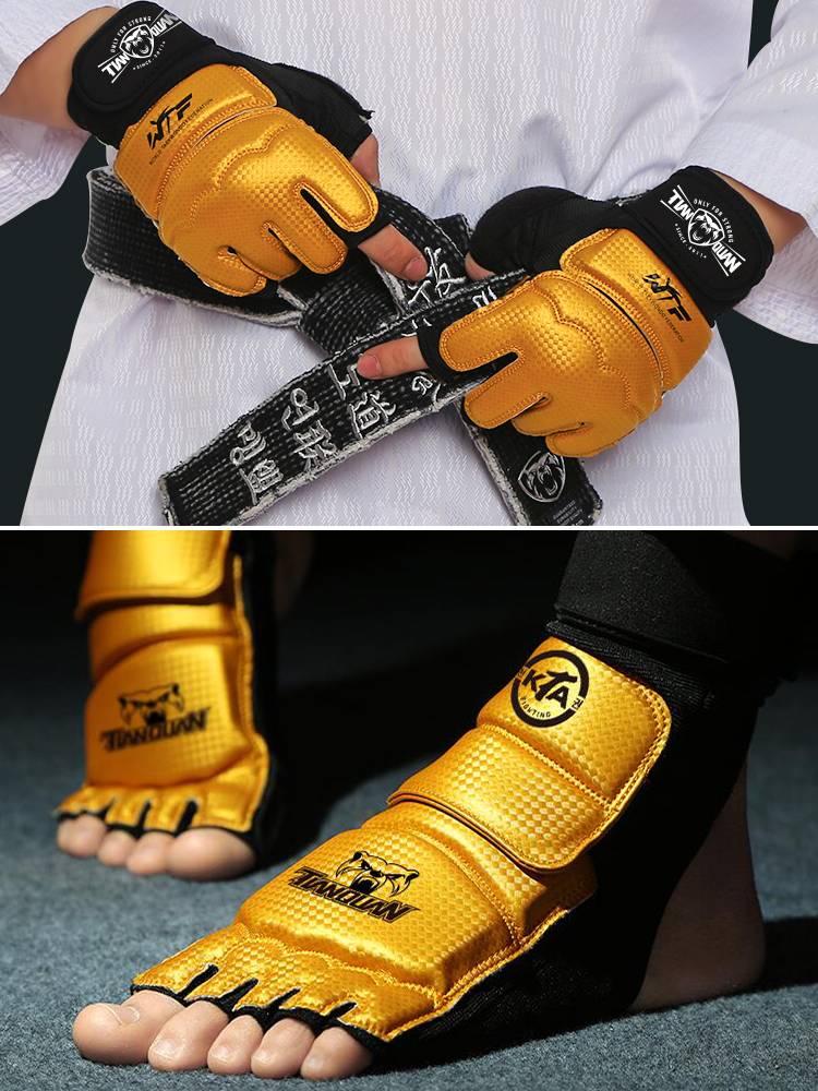 Taekwondo foot-protector kite for children with half-finger gloves for ankles training competition