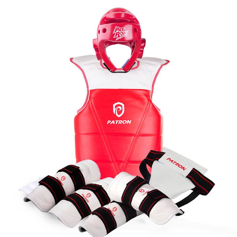 Protect God Adult Children, Men and Women Thick Taekwondo Protection Six -Pieces of Competition Training Set Including Helmet Care