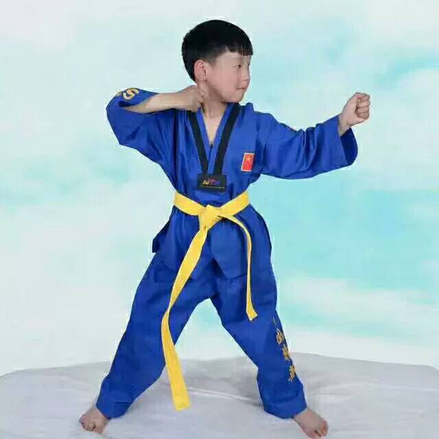 Taekwondo clothing training for adult children in three-lined cotton-coated, long-sleeved, long-sleeved, long-sleeve martial arts costume