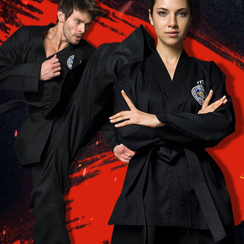 Xuan Dao-Xuanlong-full embroidery Taekwondo Taoist clothes coach clothes black adult high-end custom training suit