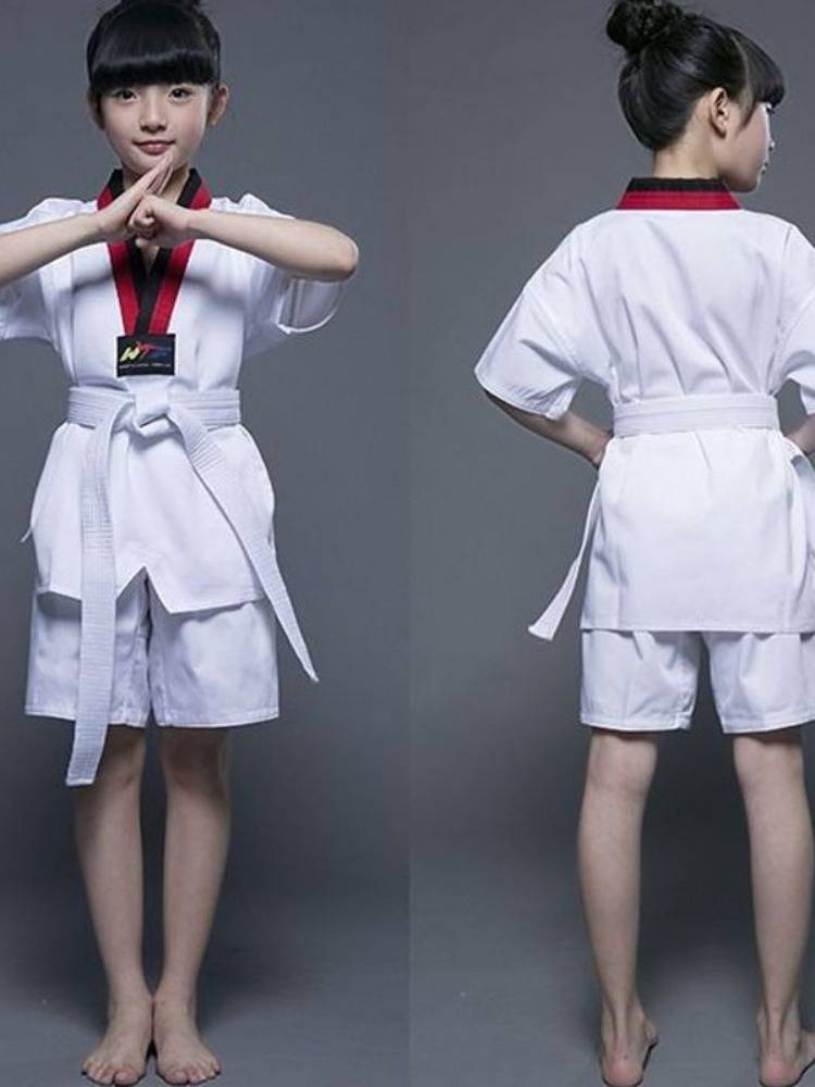 Pure cotton taekwondo clothing Children's training suit Beginning adult men and women long -sleeved taekwondo tadpole clothing