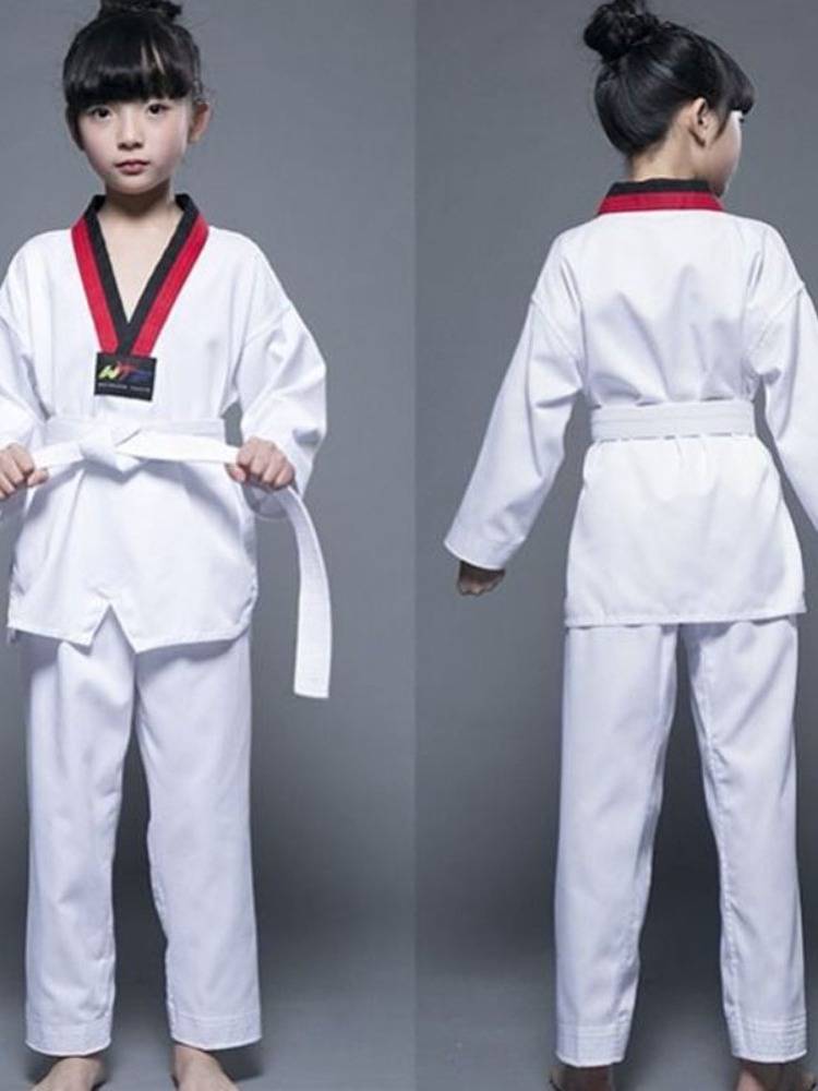 Pure cotton taekwondo clothing Children's training suit Beginning adult men and women long -sleeved taekwondo tadpole clothing