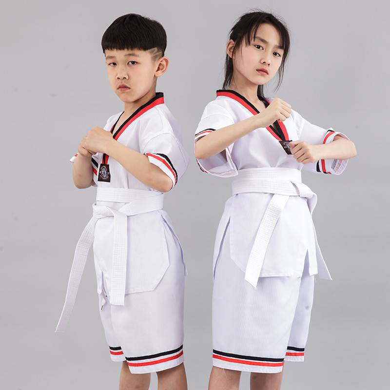 Pure cotton Taekwondo clothing adult children, boys and women, taekwondo clothing training clothes short -sleeved dresses in summer