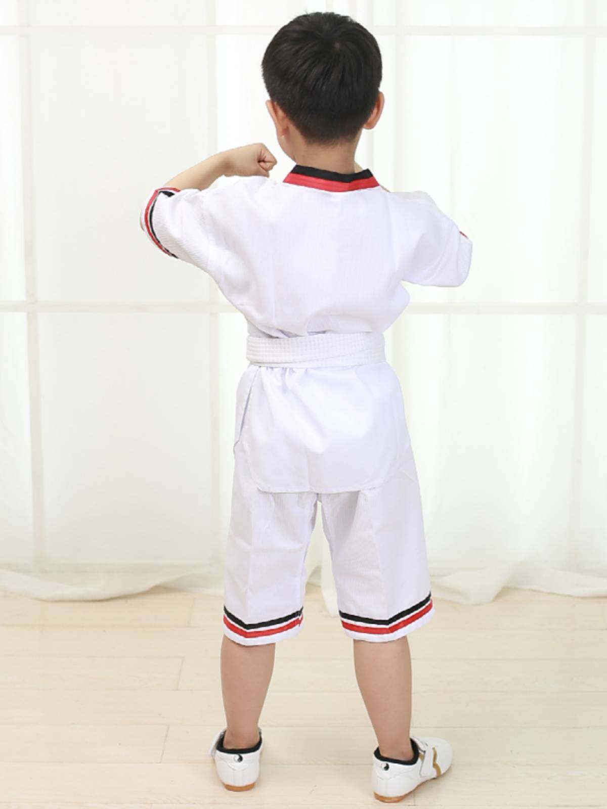 Pure cotton taekwondo clothing Children's short -sleeved college adult print stitch custom summer breathable training service boys and girls