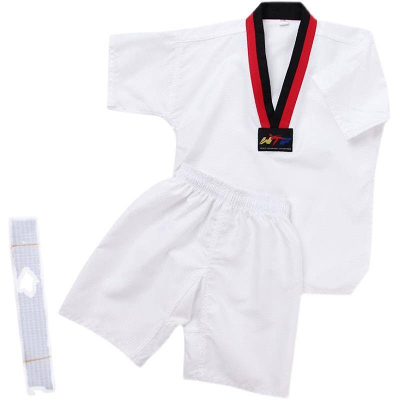 Summer rain point Taekwondo clothing Children Taekwondo long -sleeved short -sleeved training clothing