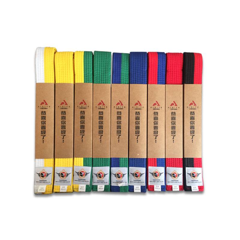 Aiste taekwondo pure cotton tract band color band embroidered children adult test waistband manufacturer direct selling