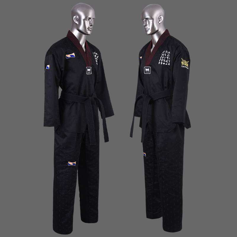Lier Wang adult children Taekwondo clothing trainer master service manufacturer direct selling black embroidered dragon products