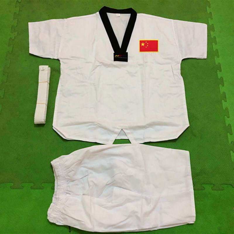  summer adult children short -sleeved shorts, Taekwondo clothes men and women half -sleeved pure cotton road printed embroidery customization