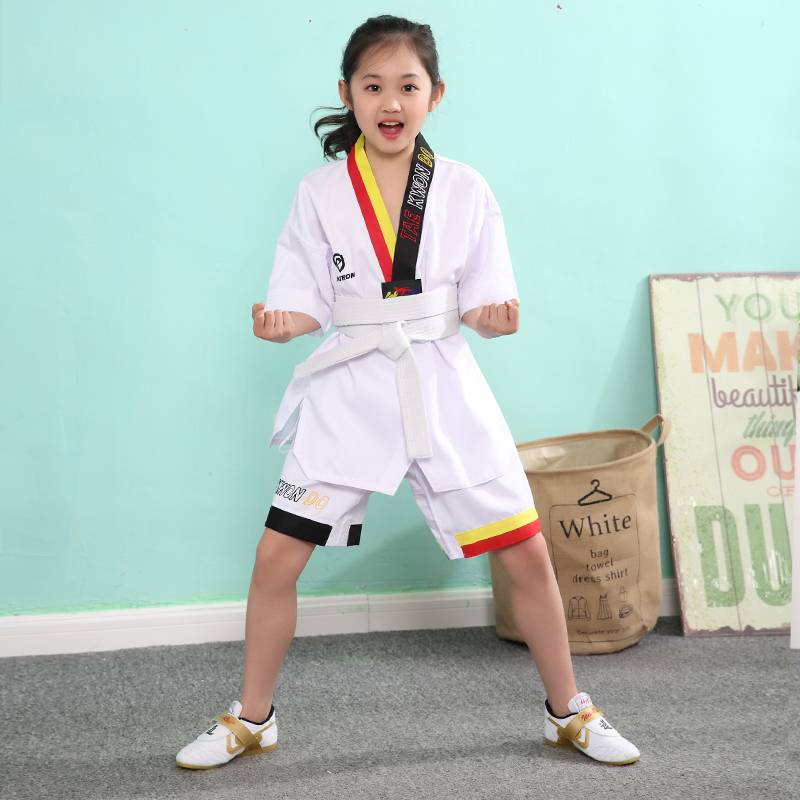 Spring and summer adult children, taekwondo clothing long -sleeved short -sleeved pure cotton men and women Taekwondo clothing training clothes free shipping