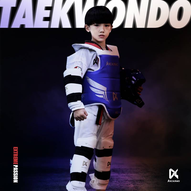 Polar Qing Kicking Taekwondo Protective Set Five -piece Children's Taekwondo Mask Head Protective Eight -piece Set