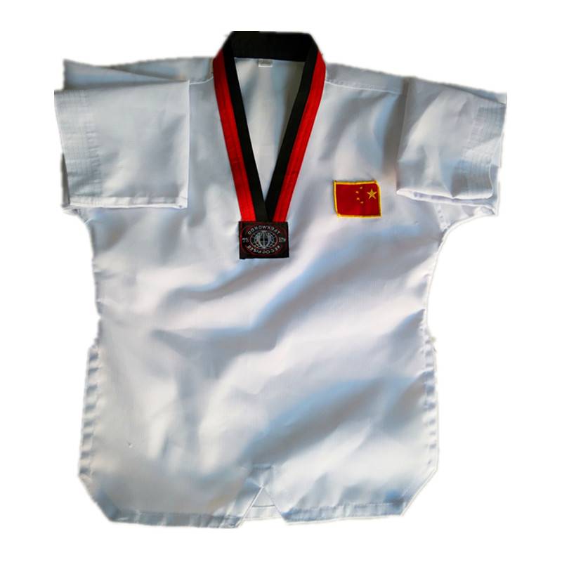 Factory direct selling taekwondo clothing children's training suit pure cotton polyester cotton polyester cotton long -sleeved short -sleeved short -sleeved shorts Taekwondo clothing