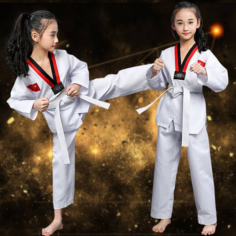 Taekwondo training for adult children, male and female, short-sleeved cotton-sleeved kyoto garment factory