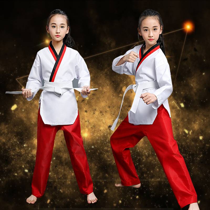 Taekwondo training for adult children, male and female, short-sleeved cotton-sleeved kyoto garment factory
