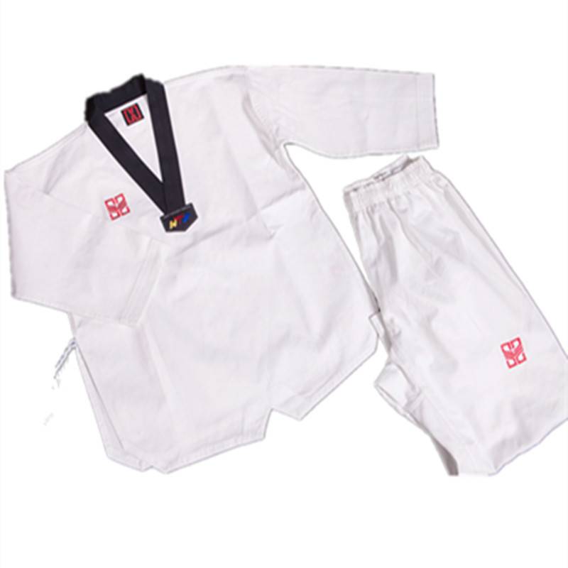 Pure cotton children Taekwondo clothing black belt white custom training long -sleeved print adult men's and women's product set set