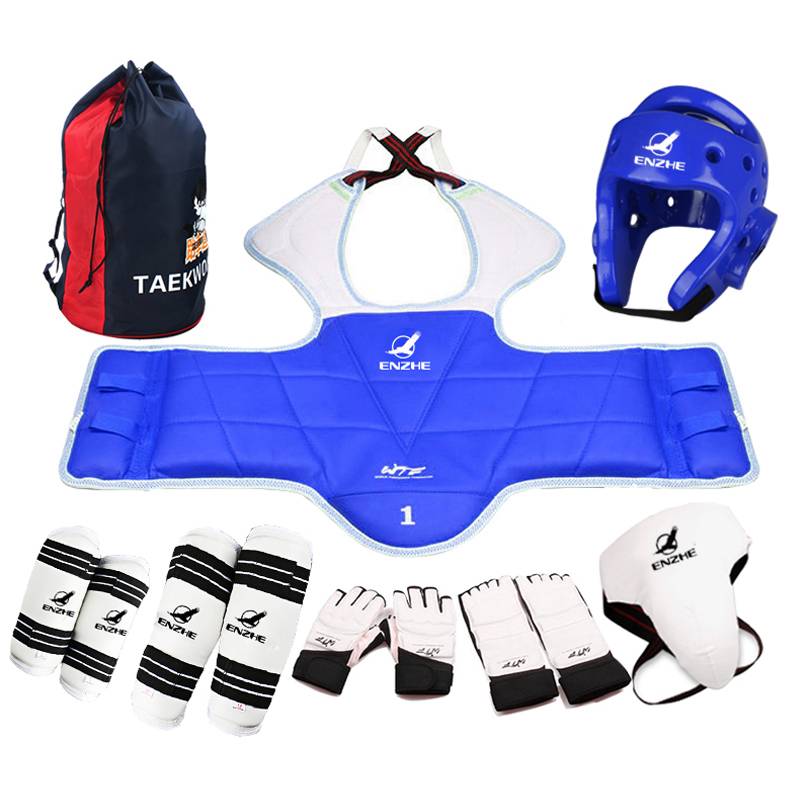 Enzhe Taekwondo Protective A complete set of children's eight -piece set of actual combat training equipment for men and women