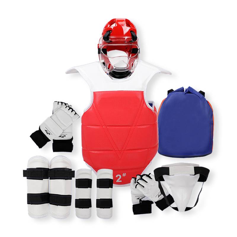 Adult children thick taekwondo gear a full set of five -piece set of six sets of six -piece setting helmet delivery gear bag