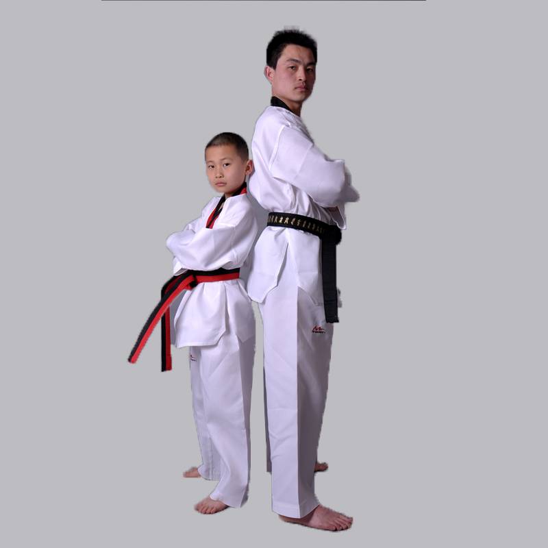 Taekwondo garments training adult children in white, pure cotton-cleaning, long-sleeved, long-sleeved, long-sleeve martial arts costumes