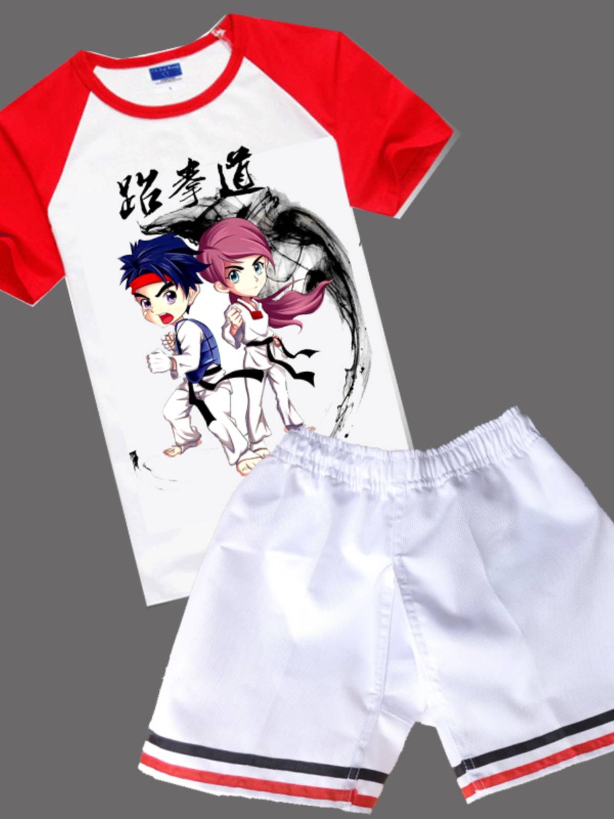 Summer Taekwondo T -shirt Pure cotton short -sleeved Taekwondo T -shirt fast dry children's doctors training shorts for beginners