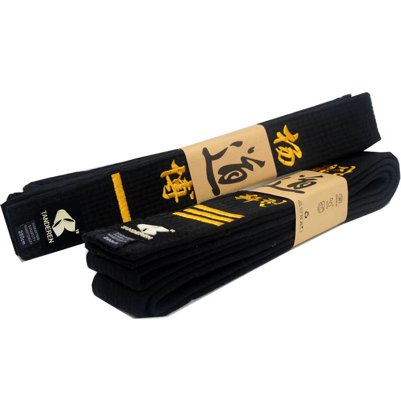 Tiandi Ren Taekwondo Wallband Embroidered Black Belt Embroidery Tourbid Double -Section Stick Stick Certificate Belt