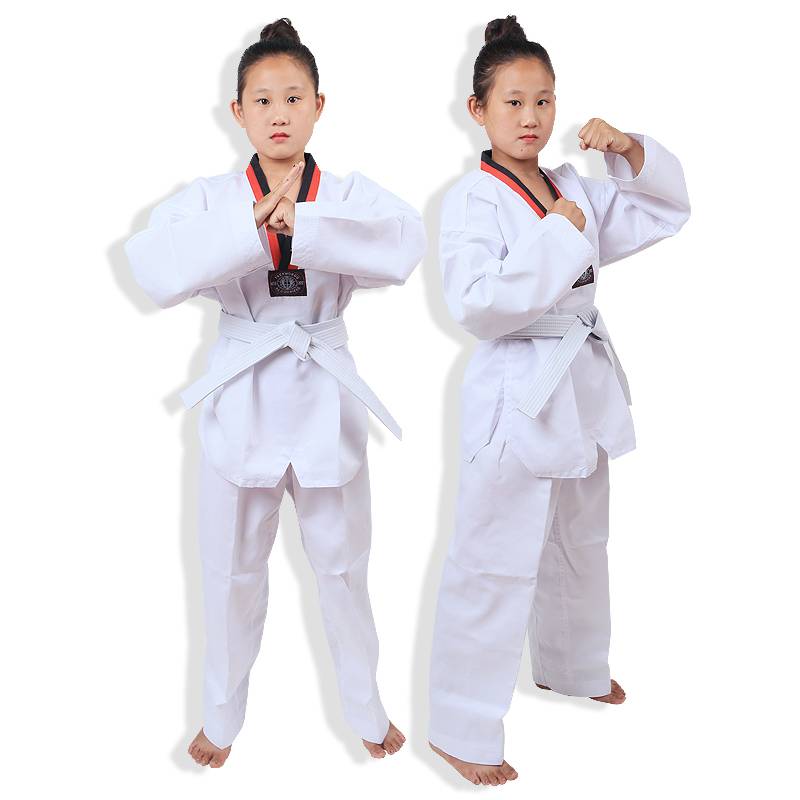 Adult children Taekwondo clothing cotton polyester cotton long -sleeved training taekwondo doctoral clothing