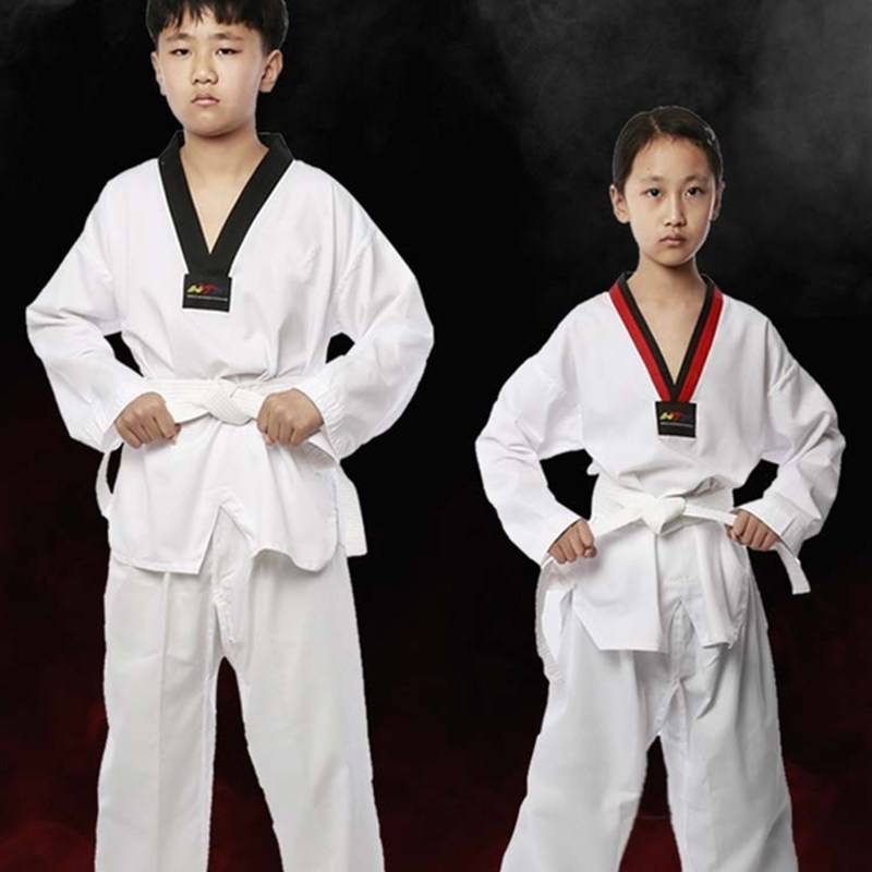 Pure cotton taekwondo clothing Children's training service Beginner clothes, adult college students, male and female long -sleeved short -sleeved short -sleeved, customized