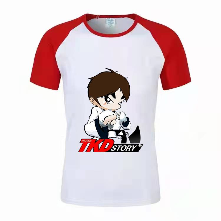 Children's Taekwondo clothes T -shirts short -sleeved summer summer kindergarten vest vest per net eye sweat absorption advertising shirt customization