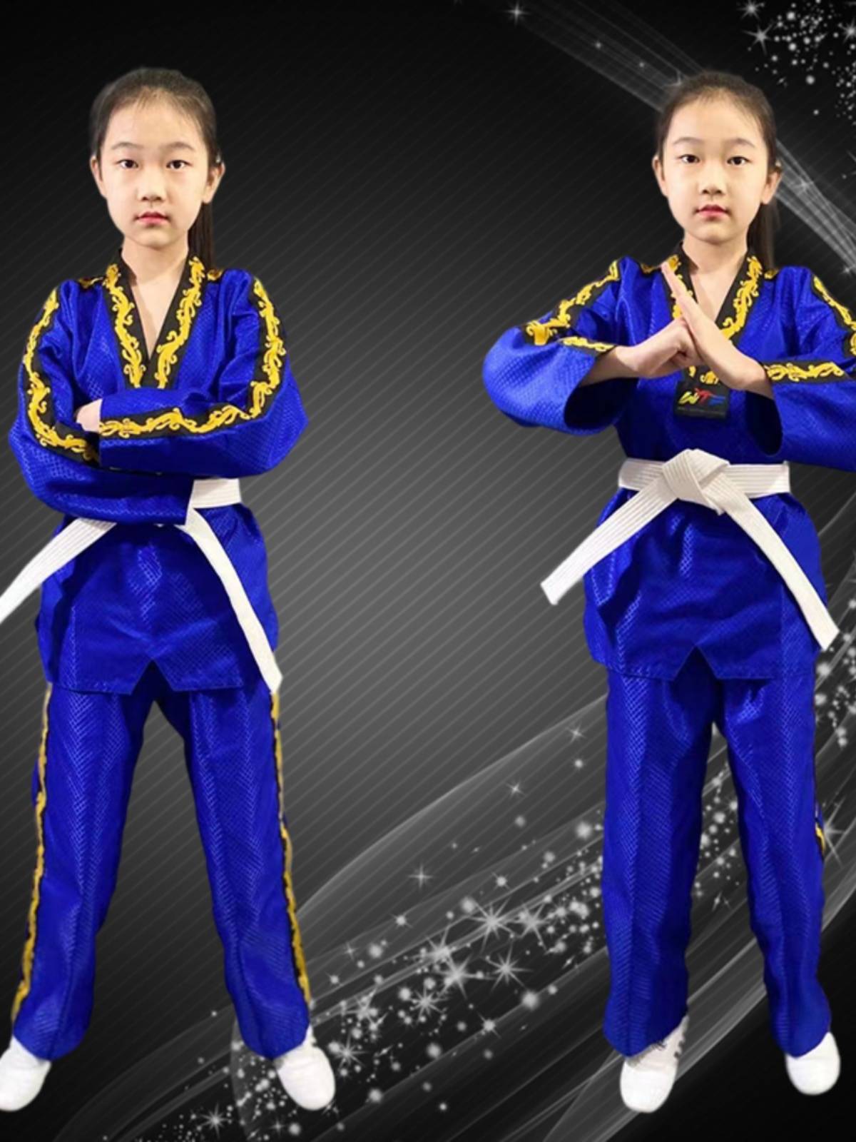 Children's pure cotton long -sleeved taekwondo clothing adult cotton short -sleeved road men and women junior taekwondo training clothing clothing