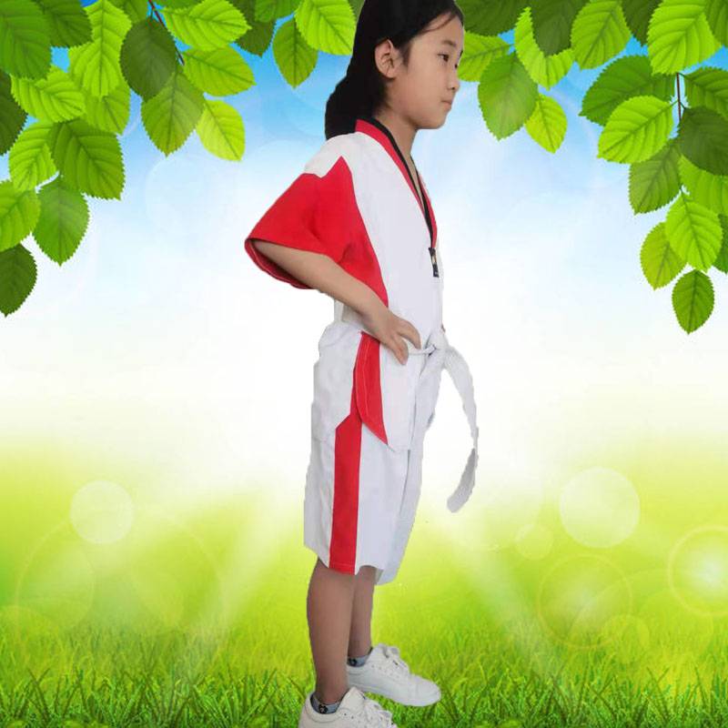 Tekwondo short sleeves for the summer soft, dry and sweating adult children performing new blue and red