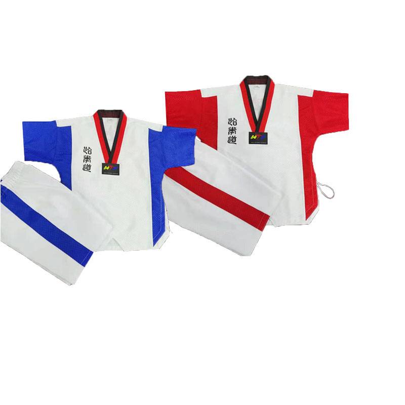 Tekwondo short sleeves for the summer soft, dry and sweating adult children performing new blue and red