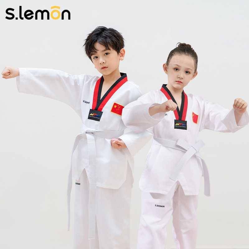 Children Taekwondo clothing boys with short -sleeved long -sleeved pants white road clothing professional competition custom training service girl