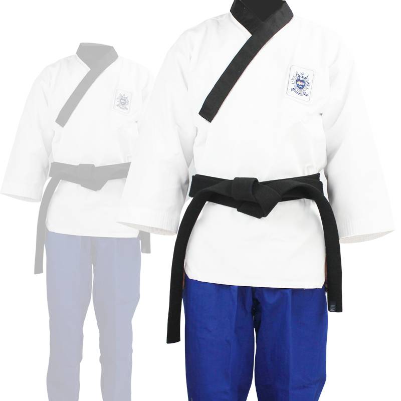 Adult Children Taekwondo -Tomonosaus Training Tao Banzhong clothes coach suit performance clothes black blue and red pants and white road clothes