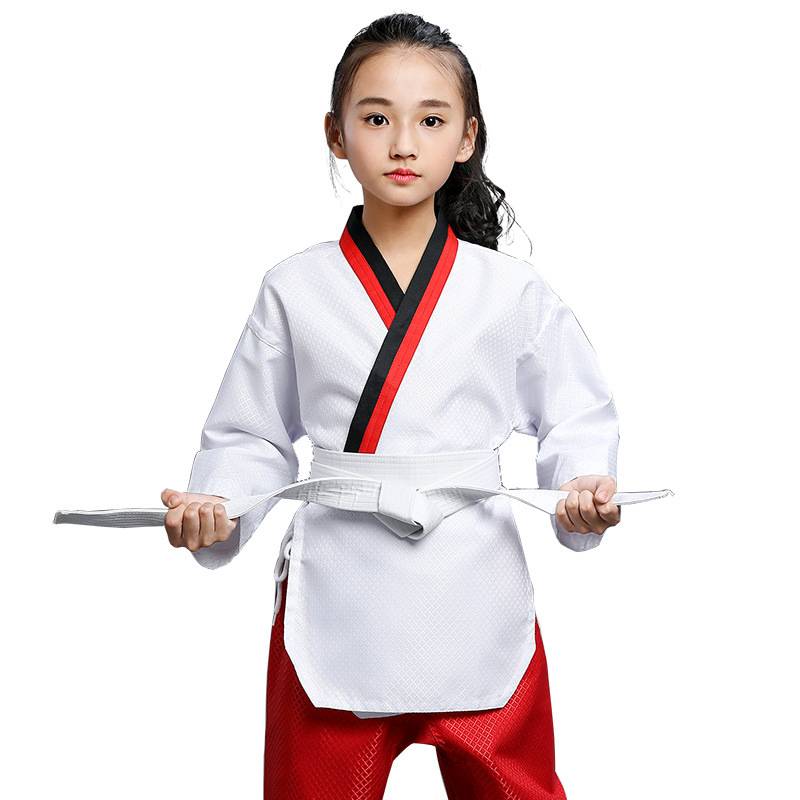 Taekwondo child in humanitarian clothes, boys and girls in short-sleeved short-sleeved-sleeved trainer package customized