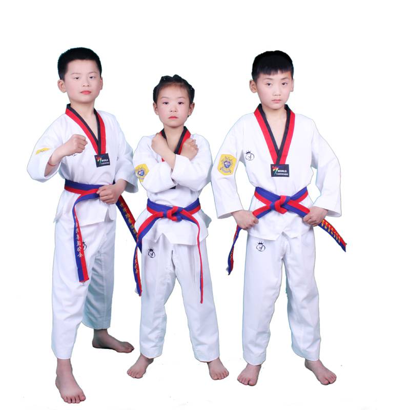 Pure cotton Taekwondo clothing Children adult beginner training long -sleeved short -sleeved short -sleeved whole cotton taekwondo clothing customization