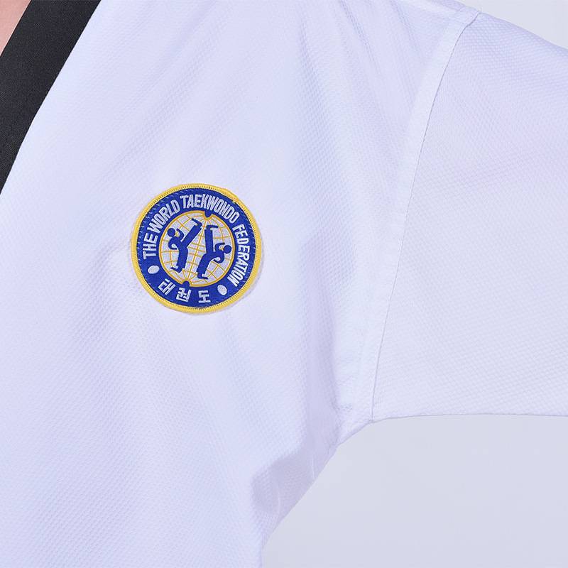 Customized polyester cotton long -sleeved adult men and women grid elastic taekwondo clothing children's beginner contest training suit