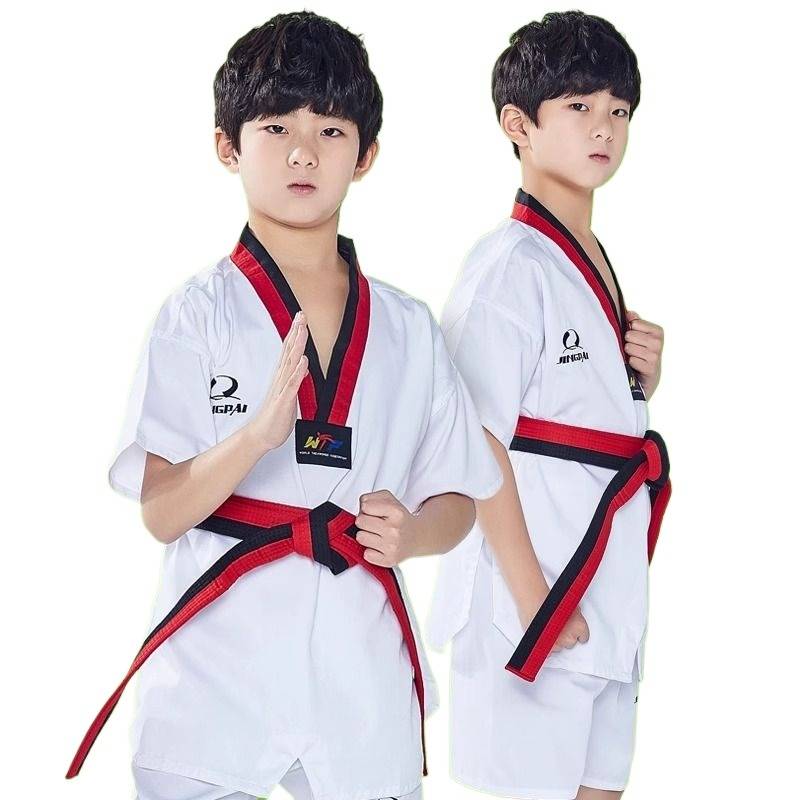 Adult Children Taekwondo Clothing Summer Short -sleeved Thin Men and Female Beginners Taekwondo Performance Training Services