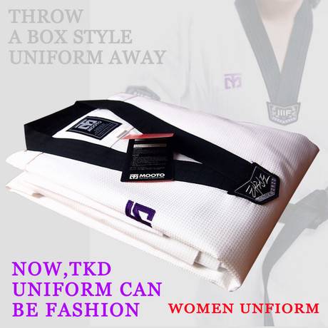 MOOTO 3F slim -fitting taekwondo clothing Taekwondo Taoist taekwondo clothing women's Taoism small square grid