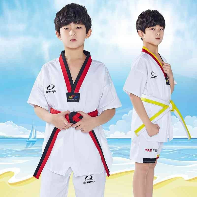 Pure cotton jacket B children taekwondo clothing long -sleeved short -sleeved clothing female lift Taekwondo clothing beginner training men