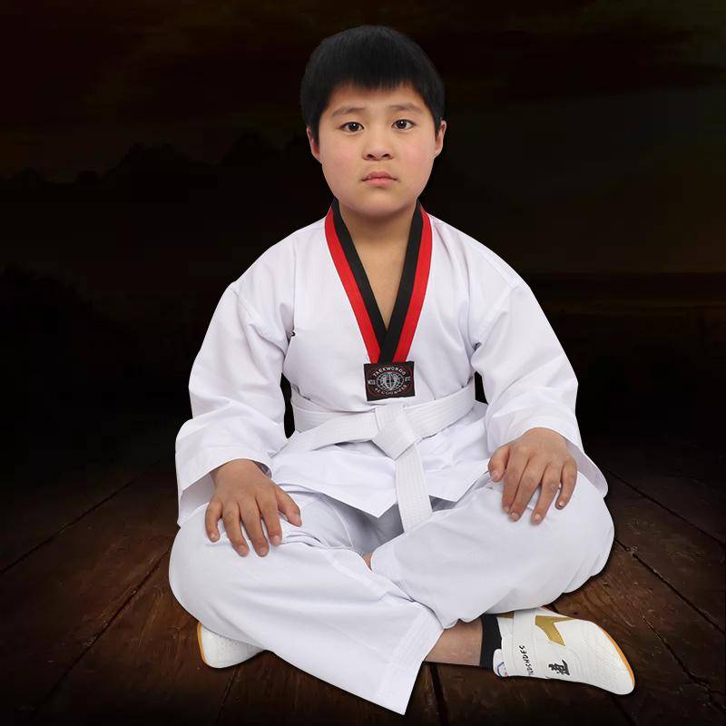 New Dragon Yellow Taekwondo Dojo Spring and Summer Cotton Polying Cotton Polying Short -sleeved Short -sleeved Adult Children's Training Service 