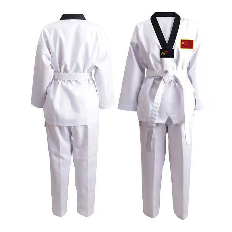 Pure cotton Taekwondo clothing Children's adult training service junior short -sleeved male and female college students customized competitive road
