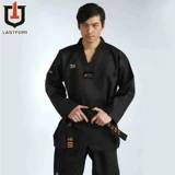 Xuan Dao-Jinran-striped taekwondo Taoist clothes coach clothes black adult high-end custom training suit