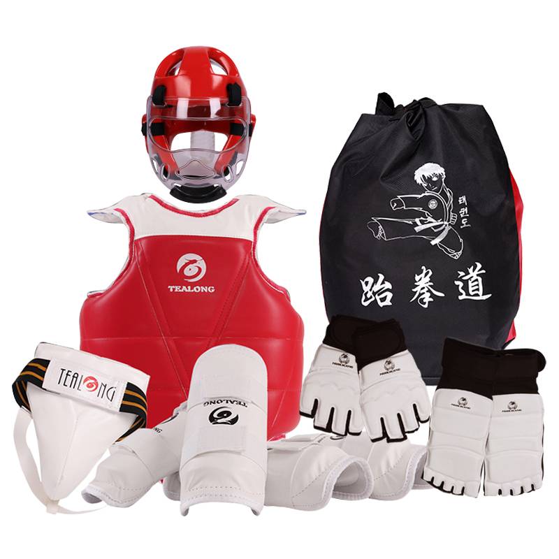 Junlong Taekwondo Protective Full Set Children Eight -piece Genuine Five -piece Five -piece Five Set Five Set Training Set